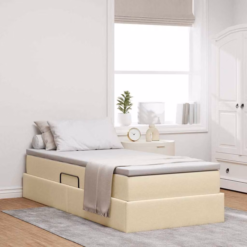 Letto con contenitore e materasso ibrido vidaXL beige L 90 x P 200 cm