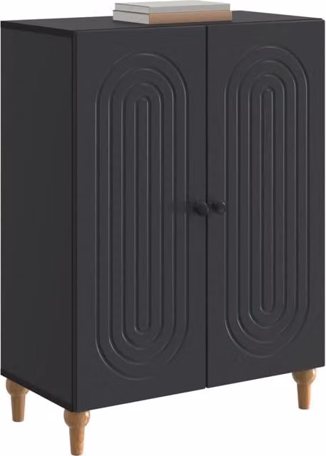Credenza moderna nera in legno MDF per soggiorno e sala da pranzo, L 66 cm x P 34,5 cm x H 90 cm – 1