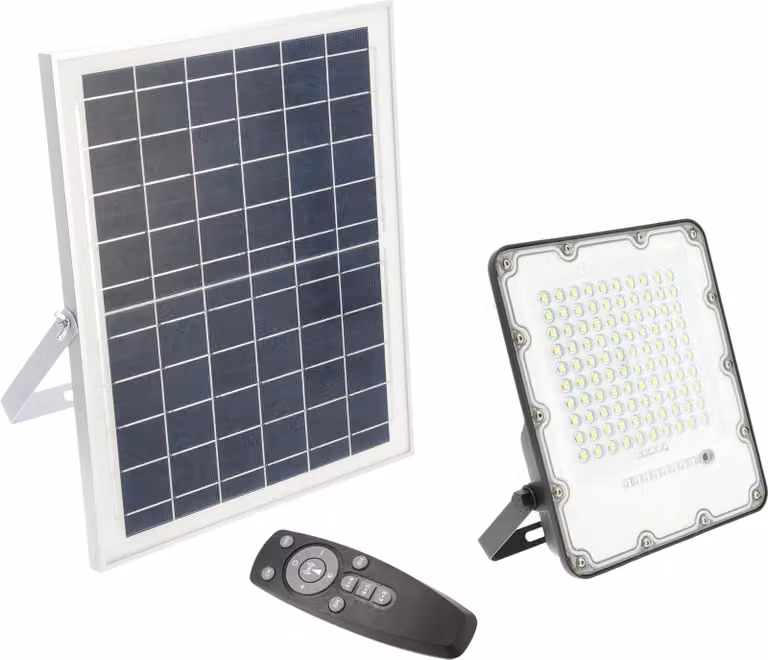 Lampada solare a LED da 100 W, 1000 lumen, con controllo remoto, colore bianco