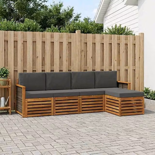 Set di divani da esterno 5 pz Naturale e Antracite 3384228