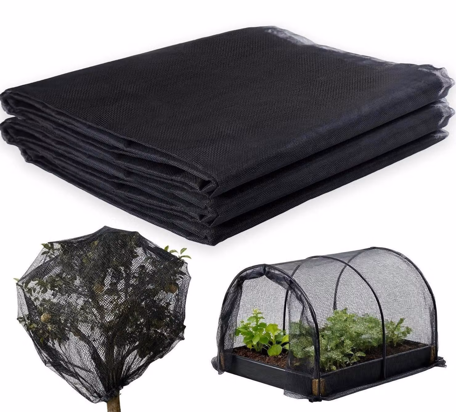 Zanzariera per esterni, 4x3 metri, colore nero, maglia fitta