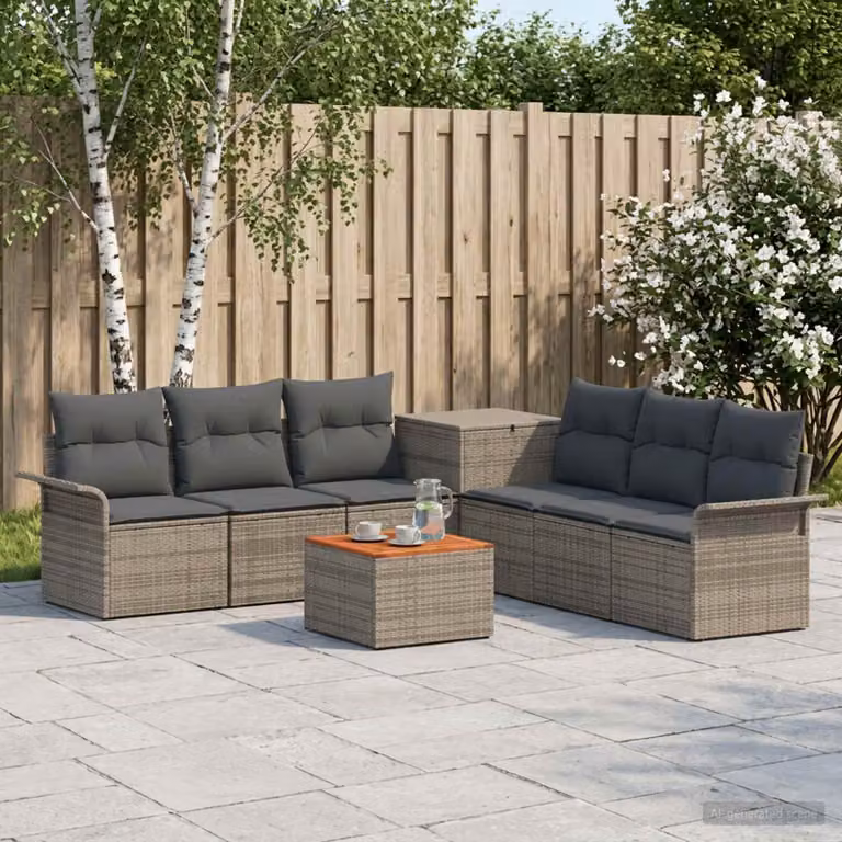 Set di divani da giardino vidaXL a forma di U composto da 8 pezzi in stile moderno, colore grigio e antracite, con struttura in metallo e cuscini inclusi