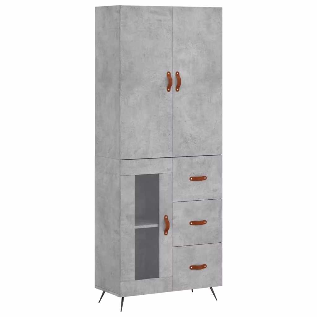 Credenza Grigio Cemento 69,5x34x180 cm in Legno Multistrato