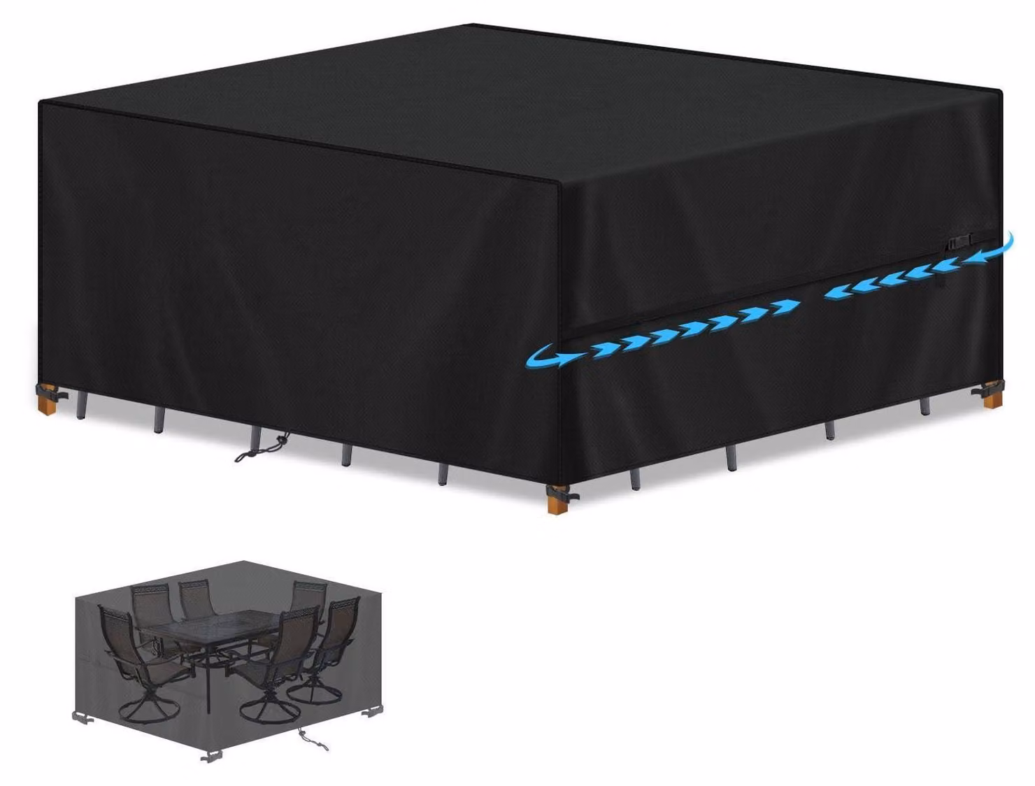 Telo protettivo impermeabile per mobili da giardino, dimensioni 220x180x80 cm, tessuto Oxford 420D, colore nero