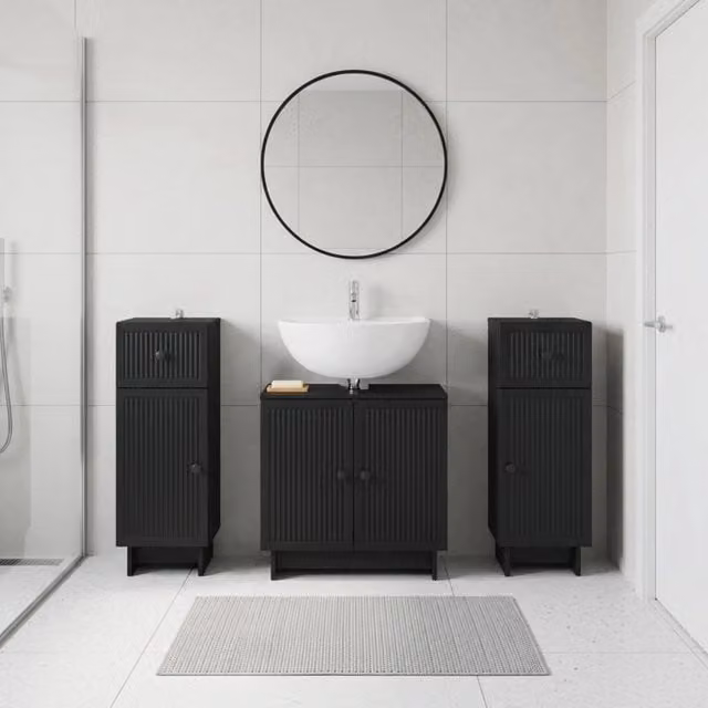 Set di armadietti da bagno in 3 pezzi EDE Nero 3417982