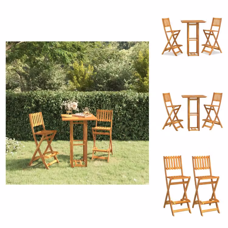 vidaXL Set bar da giardino 3 pezzi in legno massiccio di acacia - Set di mobili da giardino