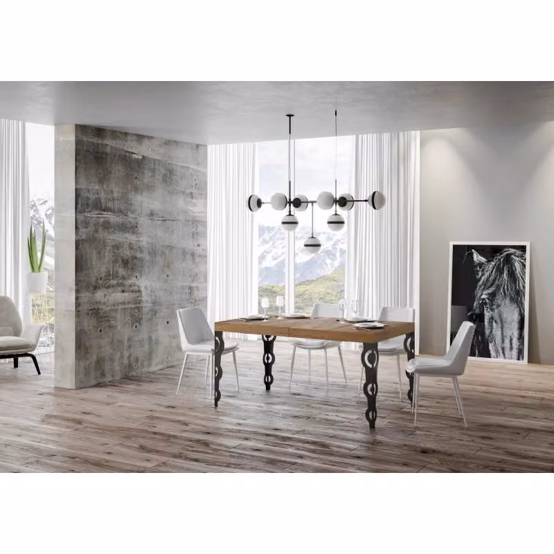 Tavolo allungabile Itamoby moderno in legno e metallo, colore Quercia e Antracite, L: 160 cm, P: 90 cm, H: 77 cm (estendibile fino a 420 cm) – 2