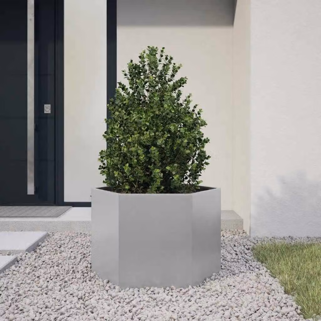 Fioriera esagonale vidaXL in acciaio zincato grigio L: 69 cm, P: 60 cm, H: 45 cm
