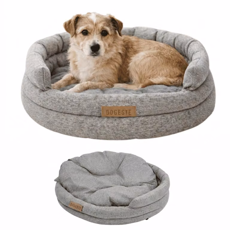Cuccia rotonda per cane 55 cm Dogeste BONO M con bordo rialzato, cuscino reversibile, fondo antiscivolo