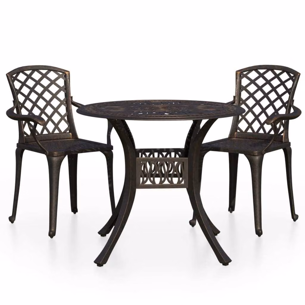 vidaXL Set bistrot 3 pezzi in alluminio fuso bronzo