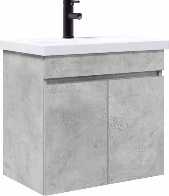 Mobile Bagno | Armadio da bagno con rubinetto Grigio Cemento 61 x 40 x 74,5 cm