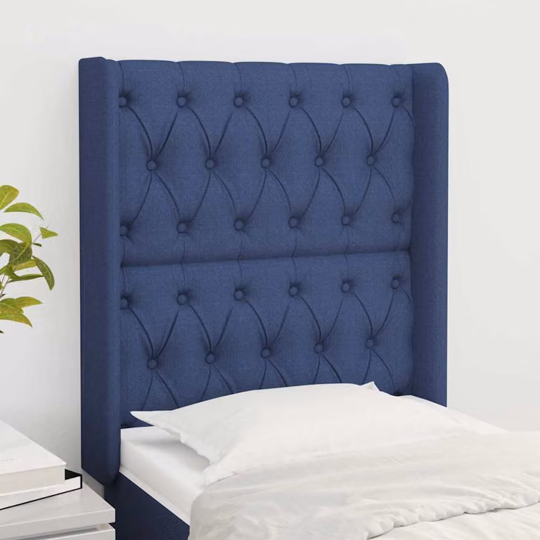 Testiera ad orecchio vidaXL in tessuto blu con struttura in legno