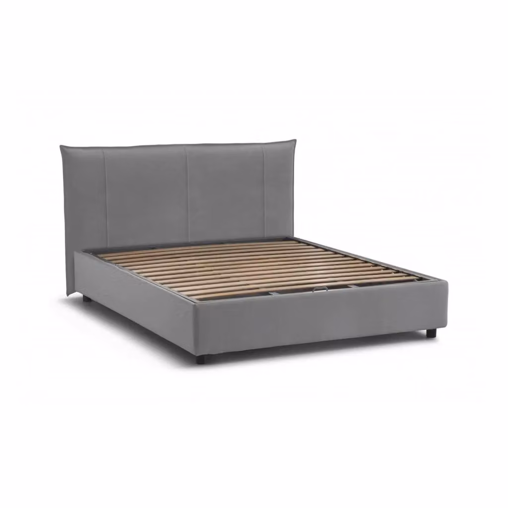 Letto Matrimoniale Ambassador Talamo Italia Grigio con Contenitore a Alzata e Rivestimento in Tessuto 160x200 cm – 2