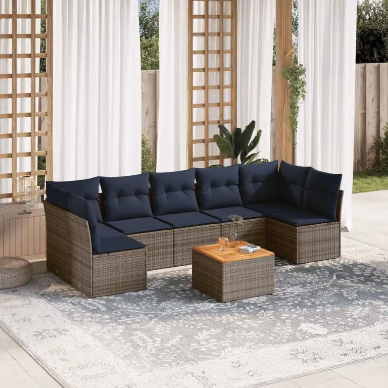 Maison Exclusive - Set Divani da Giardino 8 pz con Cuscini Grigio in Polyrattan