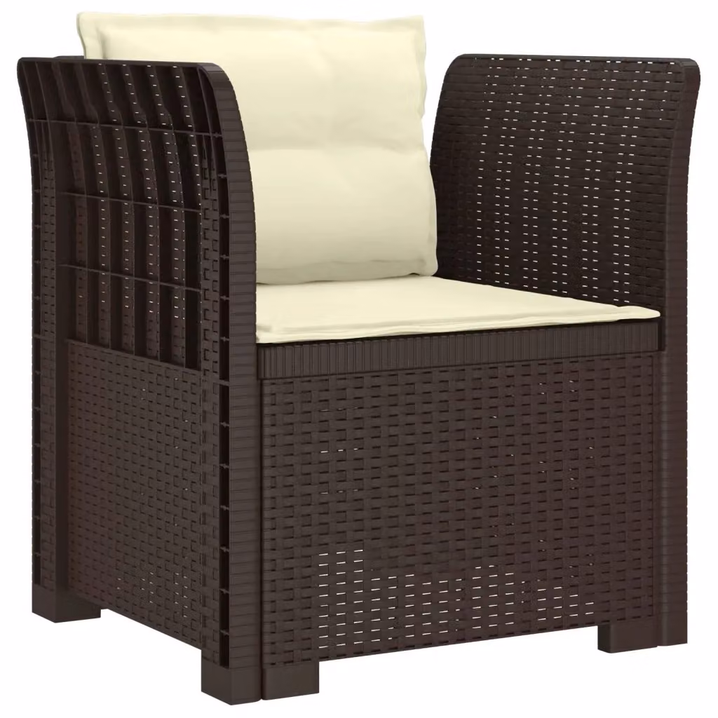 Poltrona a 1 Posto con Cuscini in Effetto Rattan Marrone vidaXL – 2