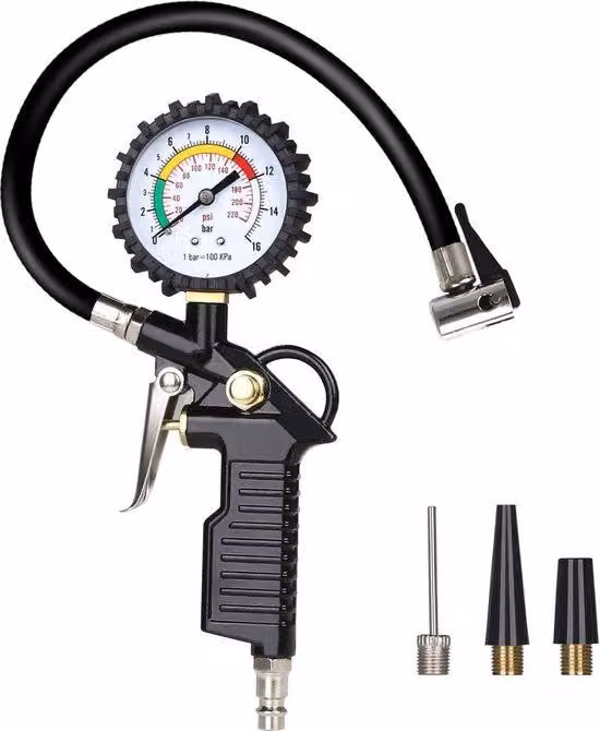 Manometro digitale - per auto e moto - con unità PSI/BAR - compatibile con la maggior parte dei compressori per autocarri - Sistema digitale di misurazione della pressione dei pneumatici