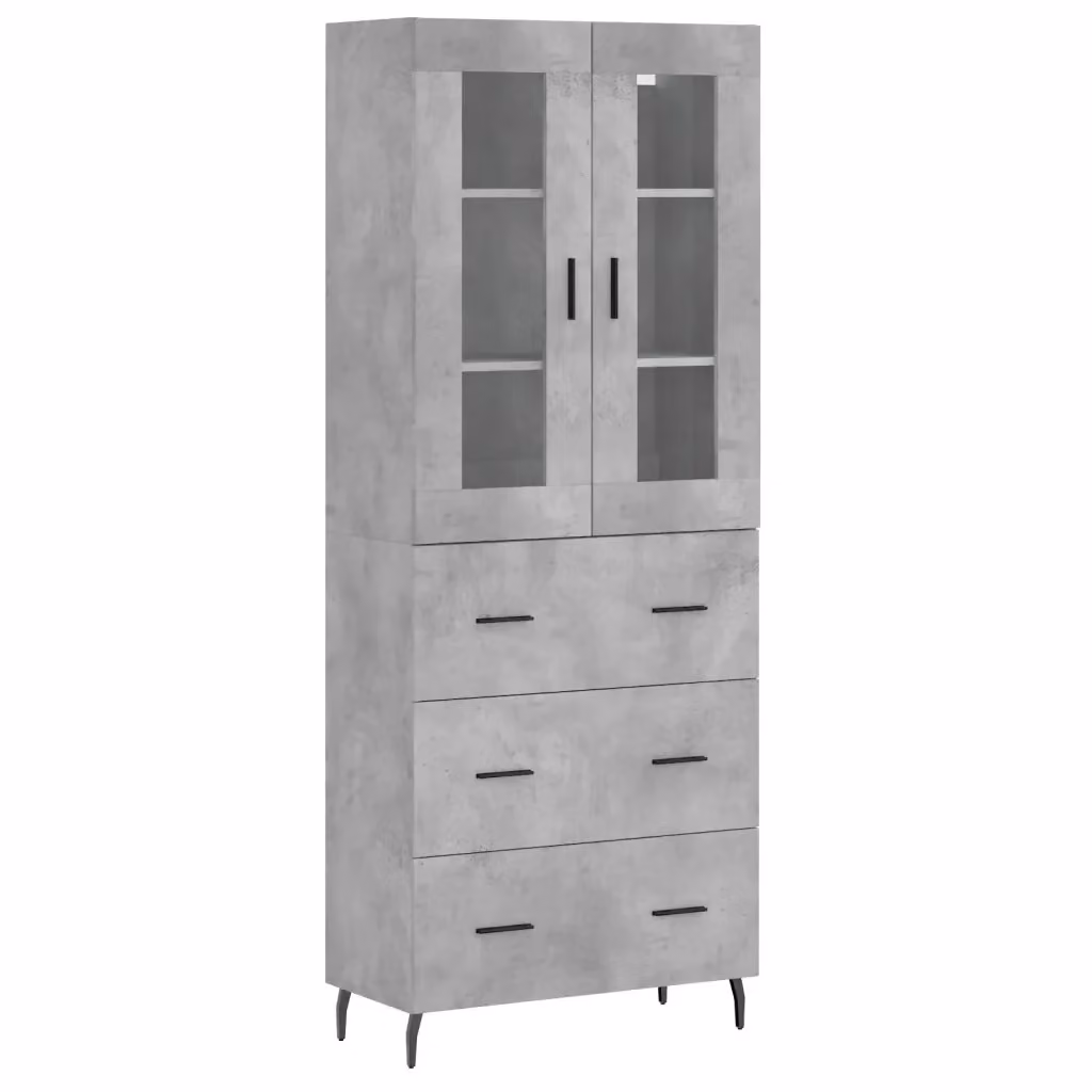 Credenza moderna vidaXL in legno, vetro e metallo, colore grigio, L: 69,5 cm, P: 34 cm, H: 180 cm – 2