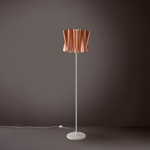 Linea Zero Piantana Base e Stelo in Metallo Folio Paralume Rame Diametro 40x h164 cm
