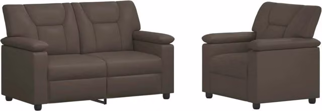 Set di 2 divani moderni vidaXL in similpelle grigio e nero per soggiorno con struttura in metallo e coperture rimovibili