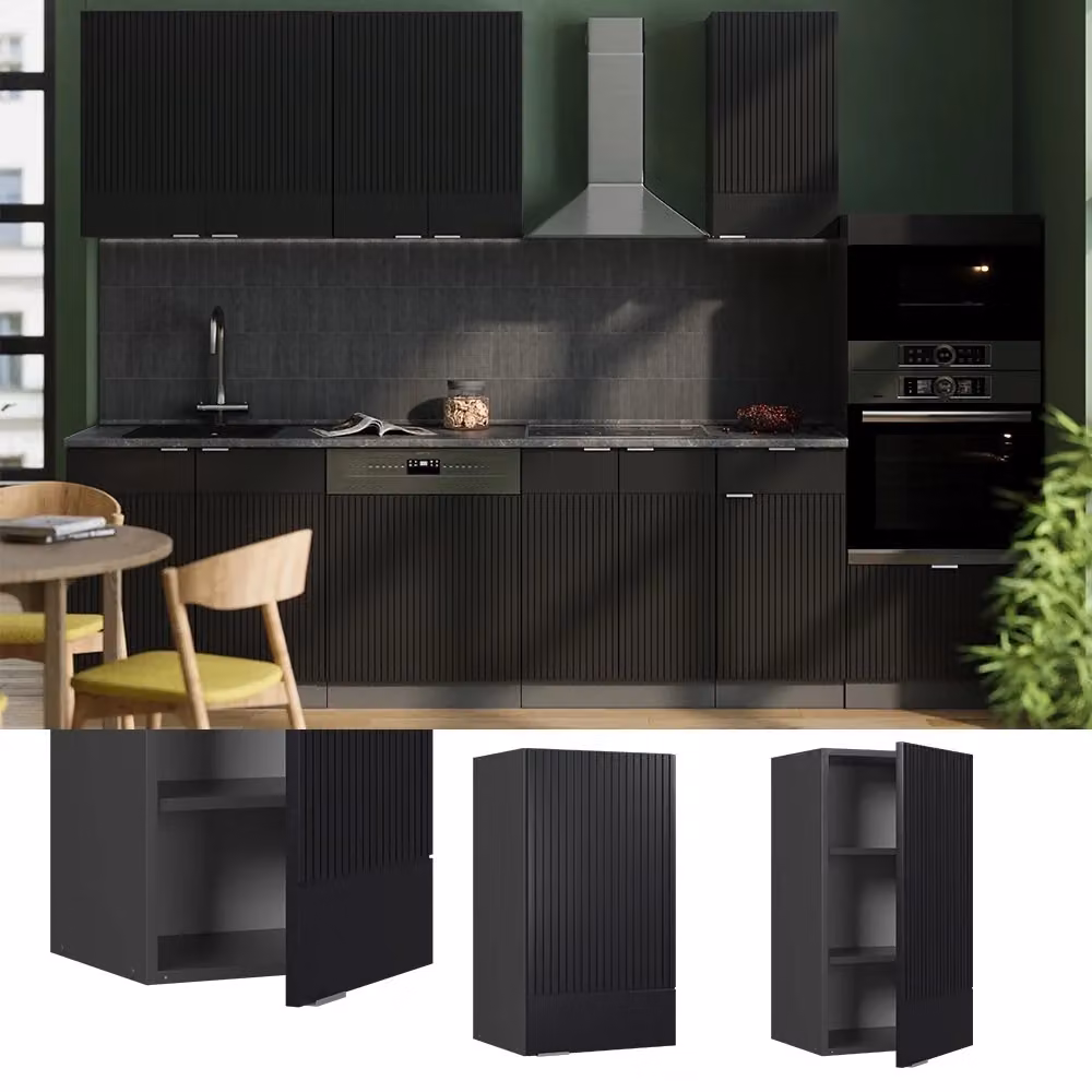Pensile da cucina Vicco Fame-Line Nero rigato e Antracite L: 40 cm – 2
