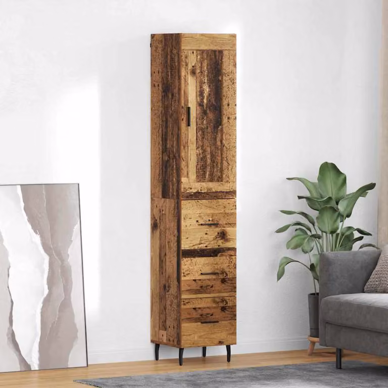 Credenza moderna vidaXL in legno ingegnerizzato e metallo, colore marrone, L/P/H: 34,5 x 34 x 180 cm