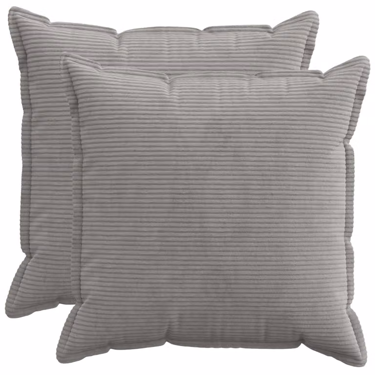Set di 2 federe vidaXL HOUTEN in velluto a coste grigio chiaro, L 55 cm x L 55 cm