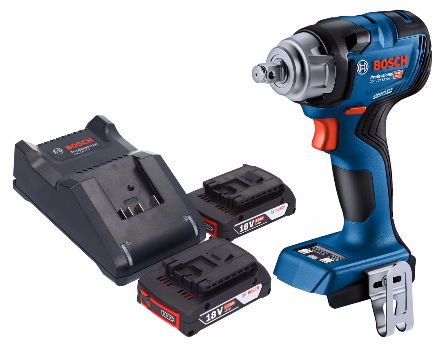 Bosch GDS 18V-330 HC Avvitatore a impulsi professionale a batteria 18 V 330 Nm 1/2" brushless + 2x batteria ricaricabile 2,0 Ah + caricabatterie