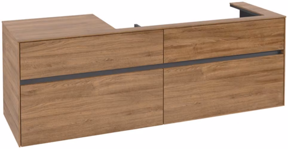 Villeroy & Boch Collaro Meuble sous-lavabo, lavabo à droite, 4 tiroirs, suspendu, 1600x548x500mm, C03000RH, C03000RH