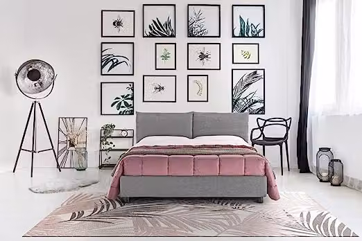 Letto Matrimoniale Francese Contenitore NIMES Grigio