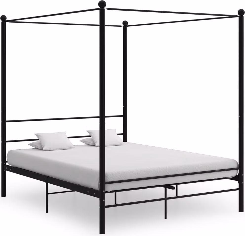 The Living Store letto a baldacchino in metallo nero 160x200 cm