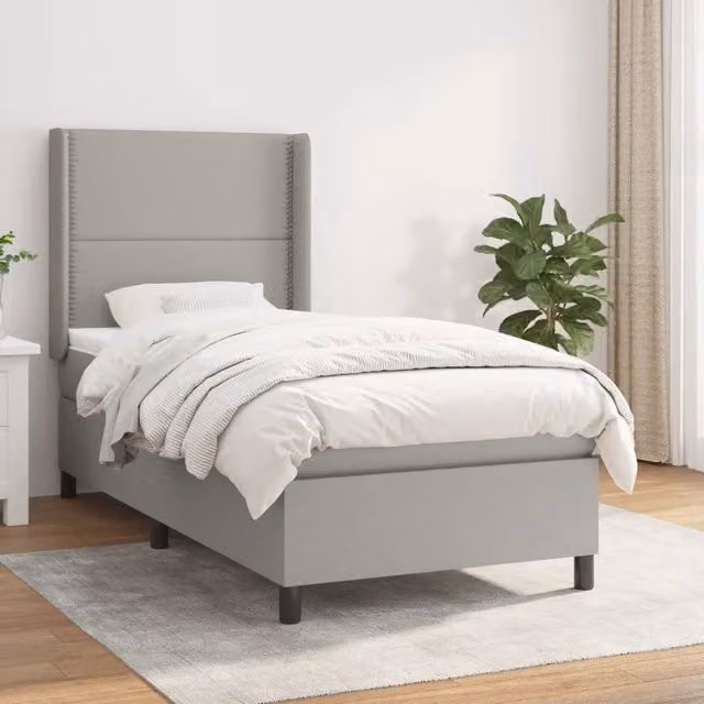 Letto Ibrido con Giroletto a Molle e Materasso vidaXL in Grigio Chiaro e Bianco, L/P/H: 90 x 190 x 25 cm