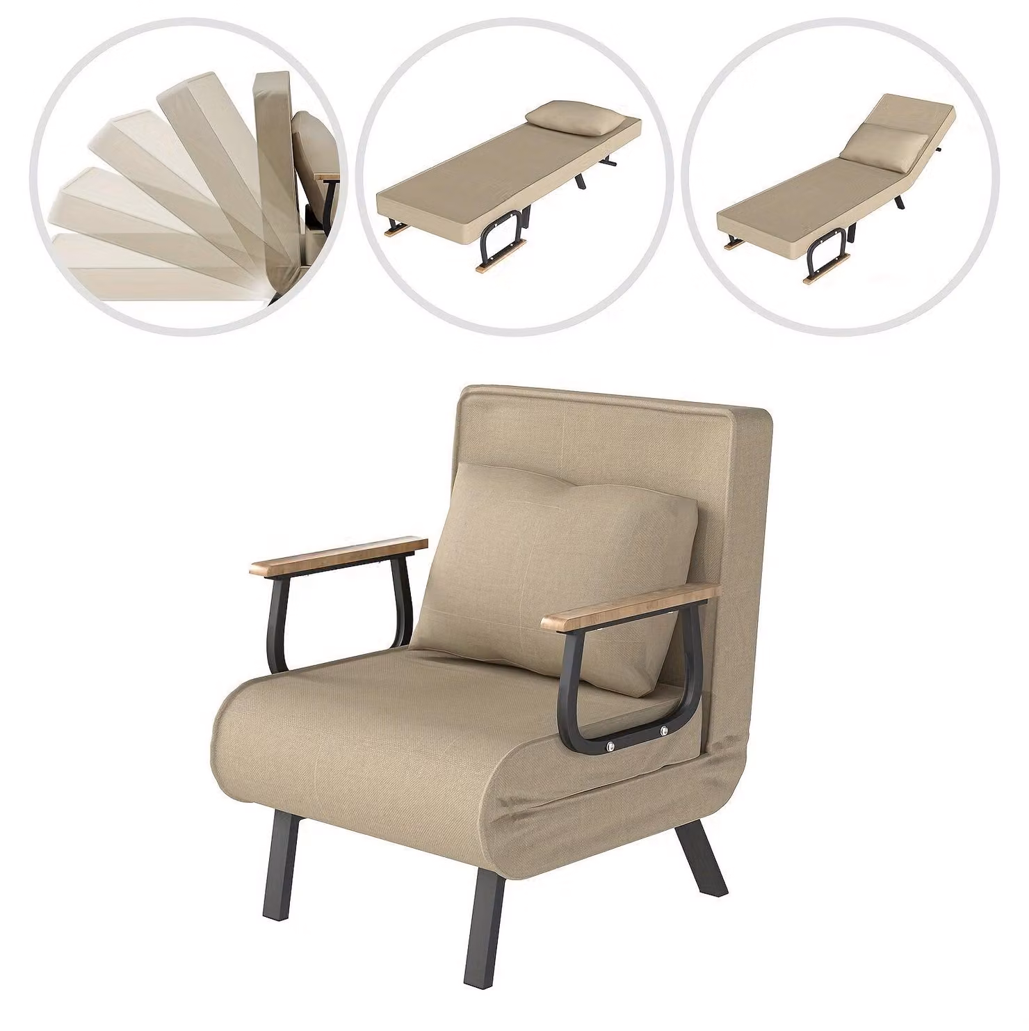 Divano letto - Letto a scomparsa - Poltrona letto - Letto aggiuntivo - Divano - Design compatto - Imbottitura in memory foam - Struttura in legno