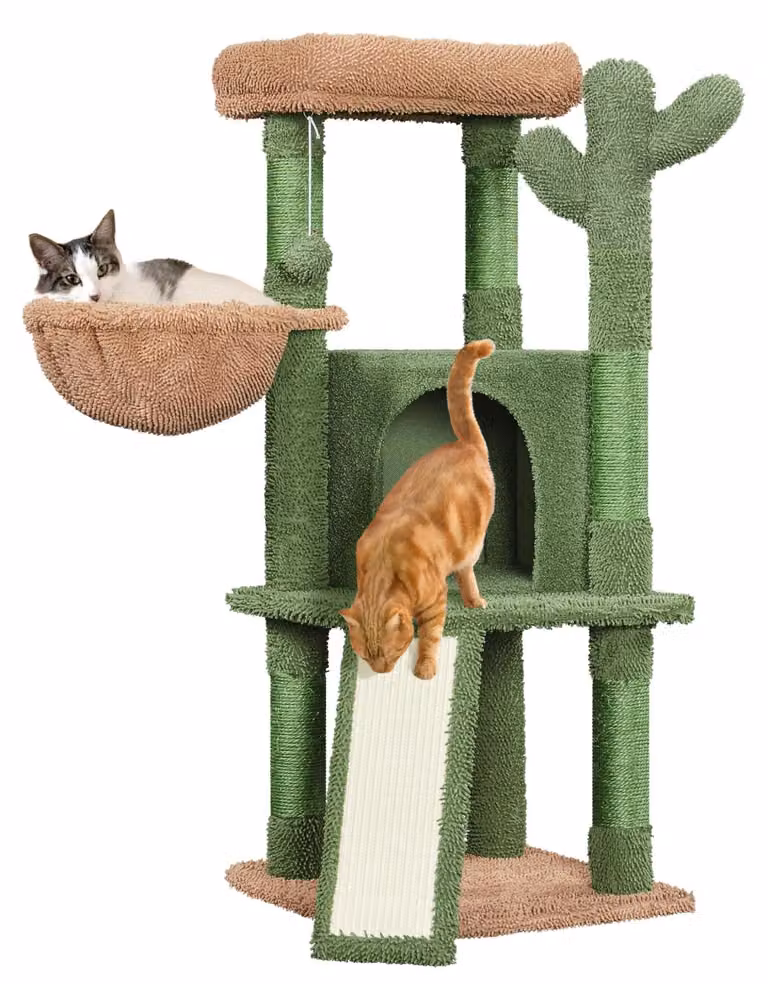 Tiragraffi a cactus per gatti - Tiragraffi - 106,5 cm - Per gatti piccoli fino a 5 kg - Con posatoio e nicchia