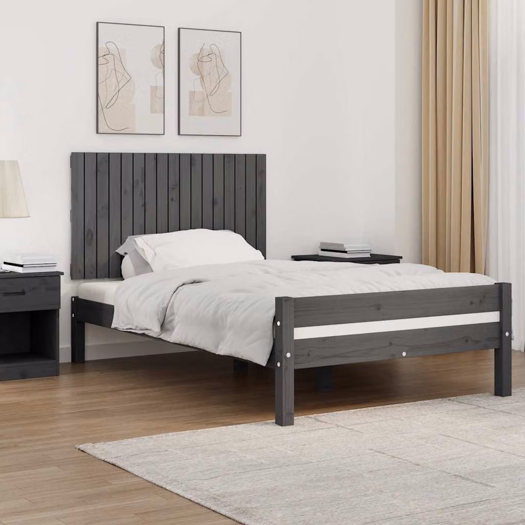 Testiera da parete vidaXL in legno massello di pino, grigia, L 108 x P 3 x H 60 cm