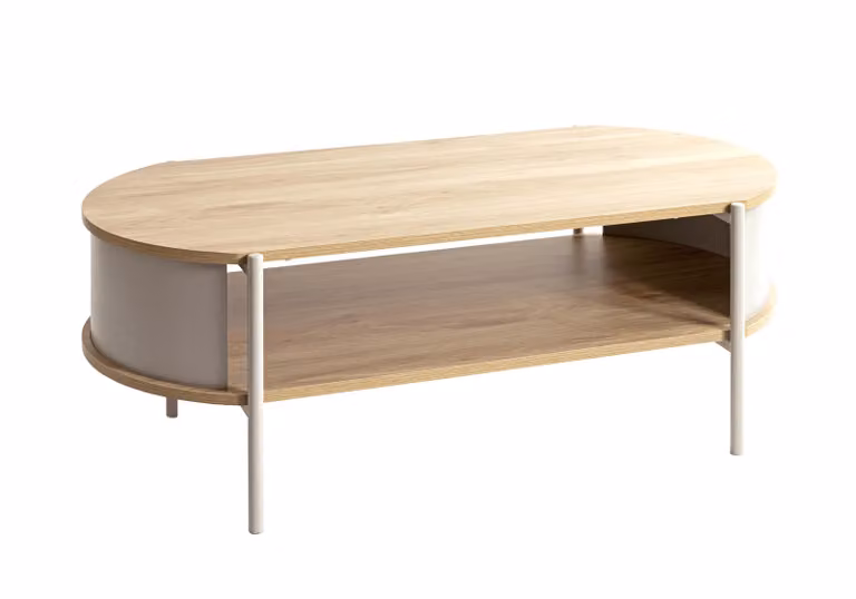 Tavolino HAKU in rovere naturale, grigio cashmere - metallo, MDF, L/A/P: 100x37x54 cm