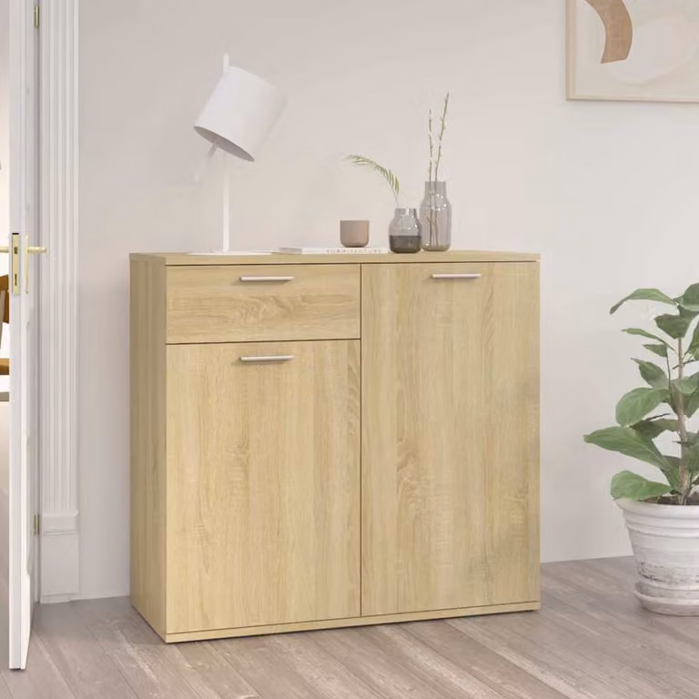 Credenza vidaXL in Rovere Sonoma e Legno Multistrato, L 80 cm x P 36 cm x H 75 cm