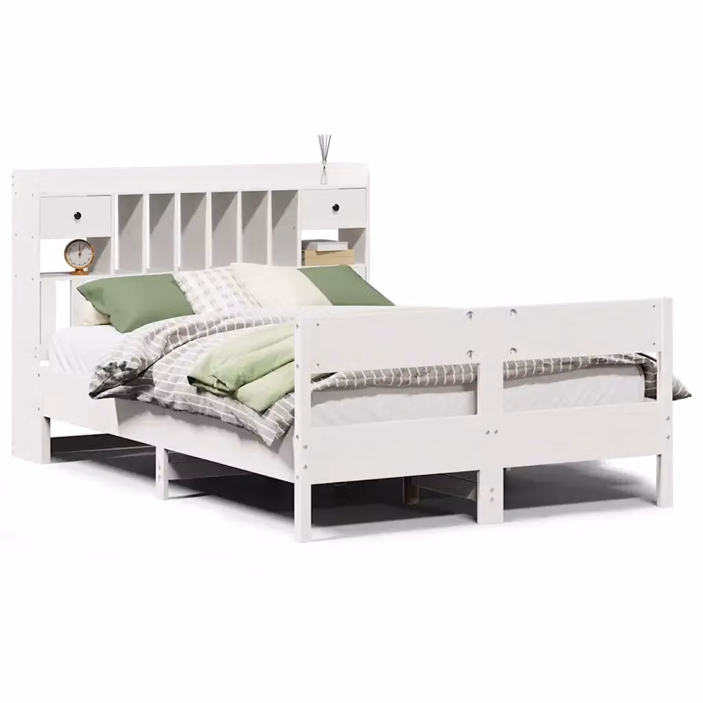 Letto Libreria Design Mania con Contenitore in Legno di Pino Bianco L/P/H: 228.5 x 150 x 156 cm – 2