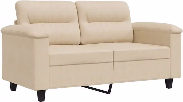 Divano | Divano da soggiorno | Sofa a 2 Posti Crema 120 cm in Tessuto Microfibra