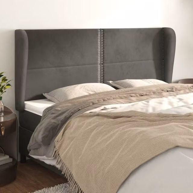 Testiera ad Orecchio-Testata con Orecchie GrigioScuro 183x23x118/128cm in Velluto 259813