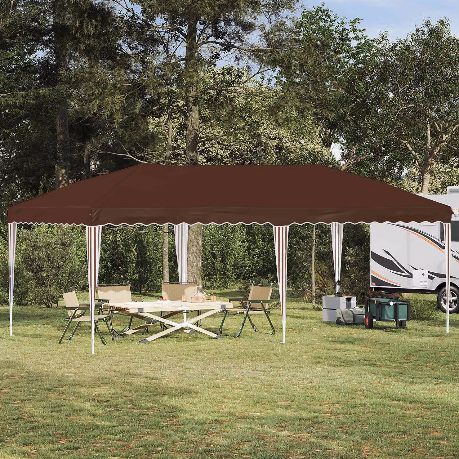 Tenda per feste a pop-up vidaXL Marrone L: 575 cm, P: 290 cm, H: 245 cm