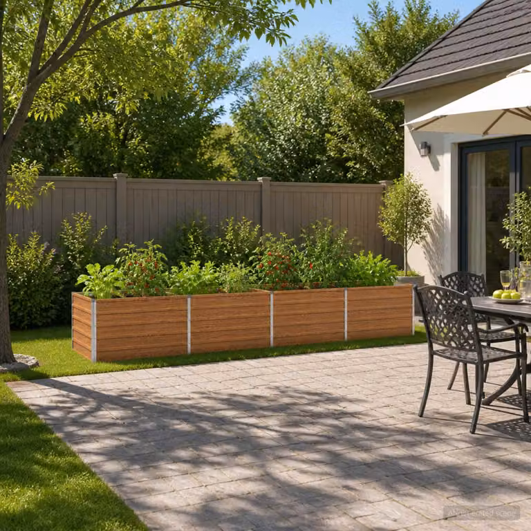 Letto rialzato da giardino vidaXL in metallo corten marrone L: 320 cm, P: 80 cm, H: 55 cm