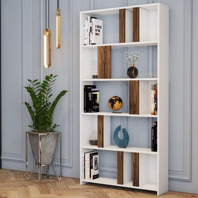 Biblioteca Tribogna, Libreria 4 Ripiani, 90x20x180h cm Bianco