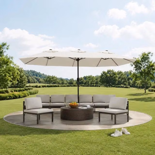 Double Parasol, Sand White, 449x265 Cm
