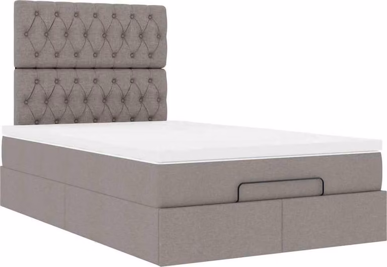 Struttura Letto Pouf con Materasso Tortora 120x200cm in Tessuto