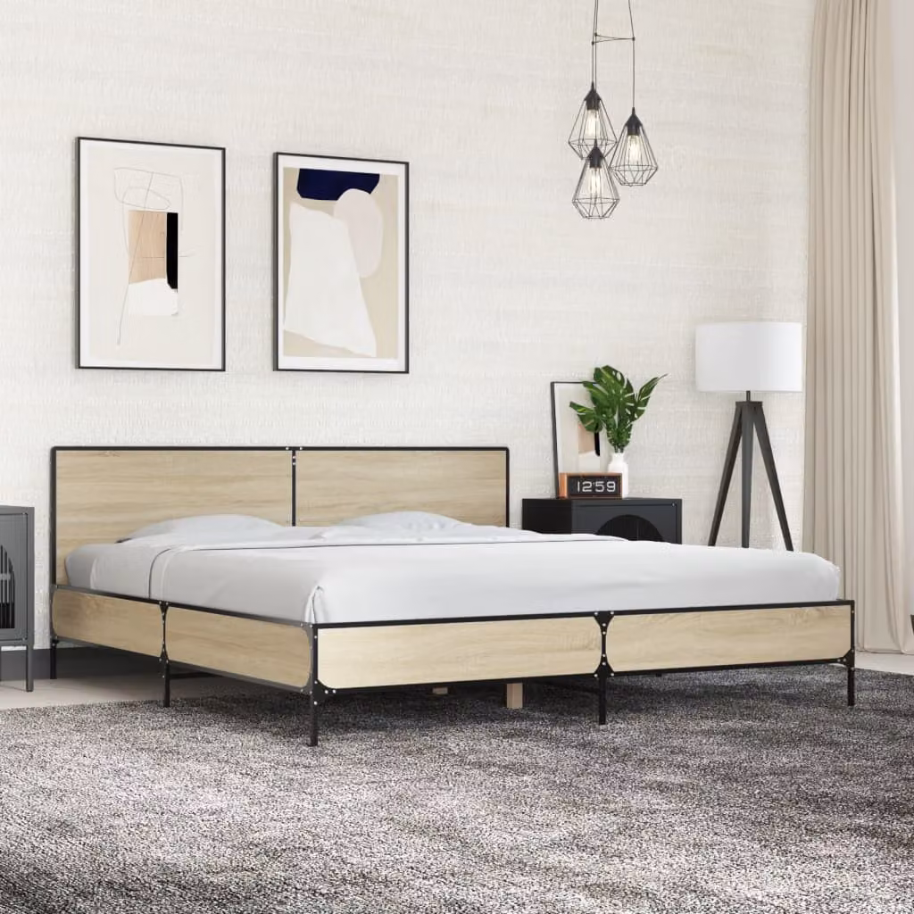 Giroletto vidaXL in Rovere Sonoma e Metallo, L/P: 180 x 200 cm
