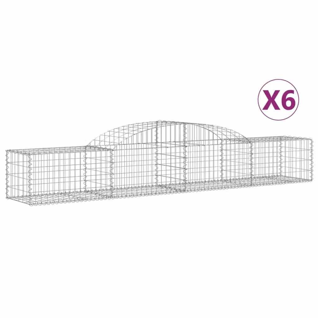 Cesti Gabbioni ad Arco 6 pz 300x50x40/60 cm Ferro Zincato