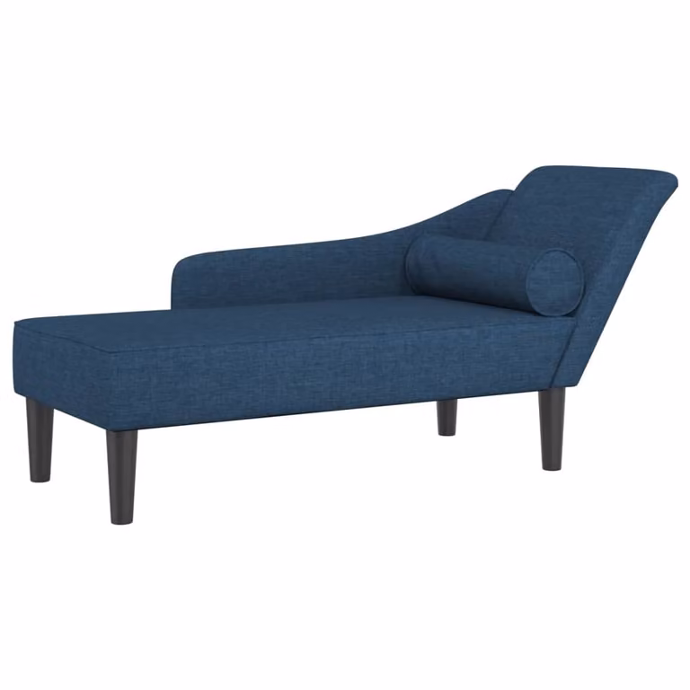 Chaise Longue con Cuscini Blu in Tessuto