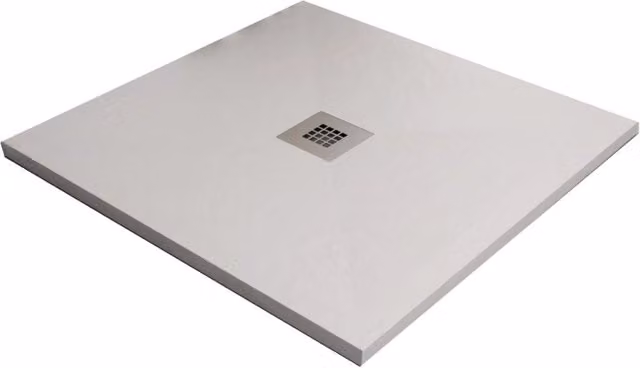 Piatto doccia bianco in marmoresina con griglia inox e piletta gratis - star plus, misura 120x120