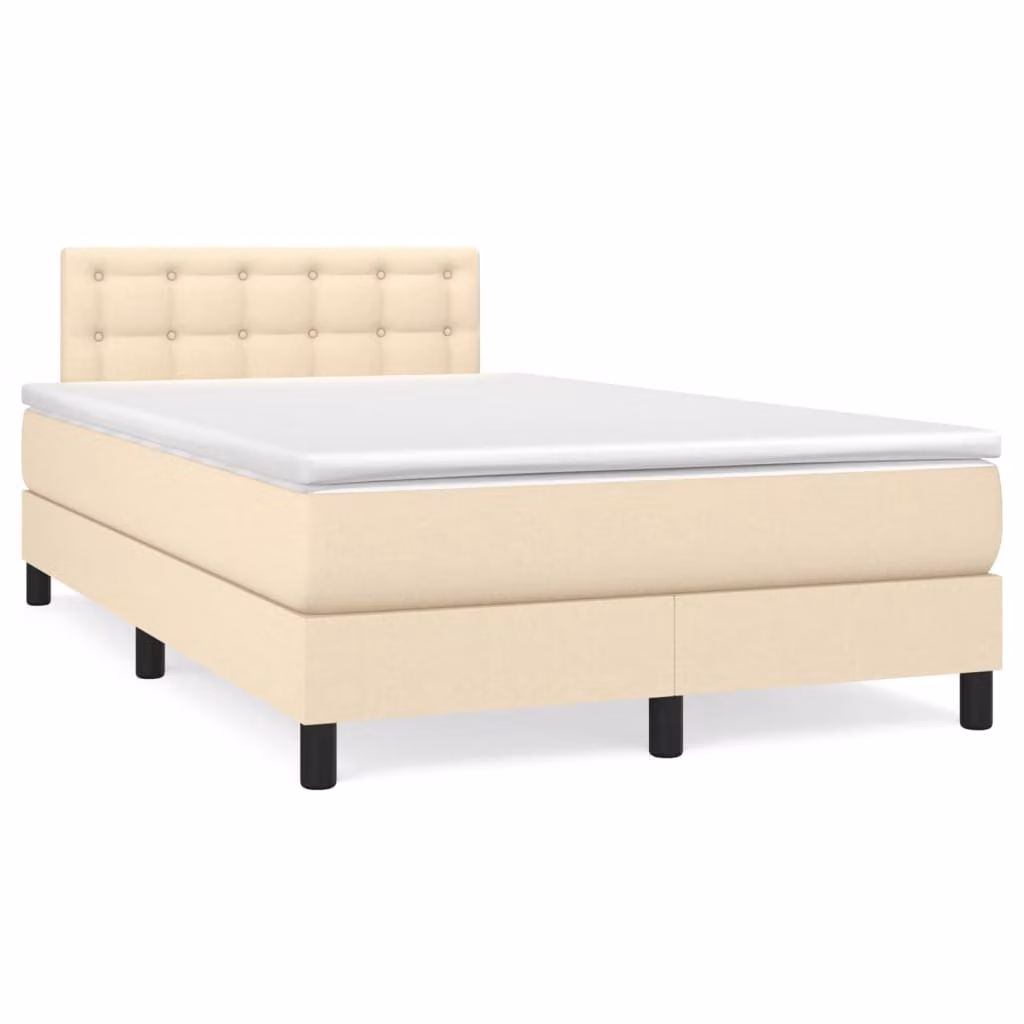 Letto Ibrido con Materas e Illuminazione LED vidaXL in Tessuto Beige e Bianco L/P/H: 120 x 200 x 193 cm