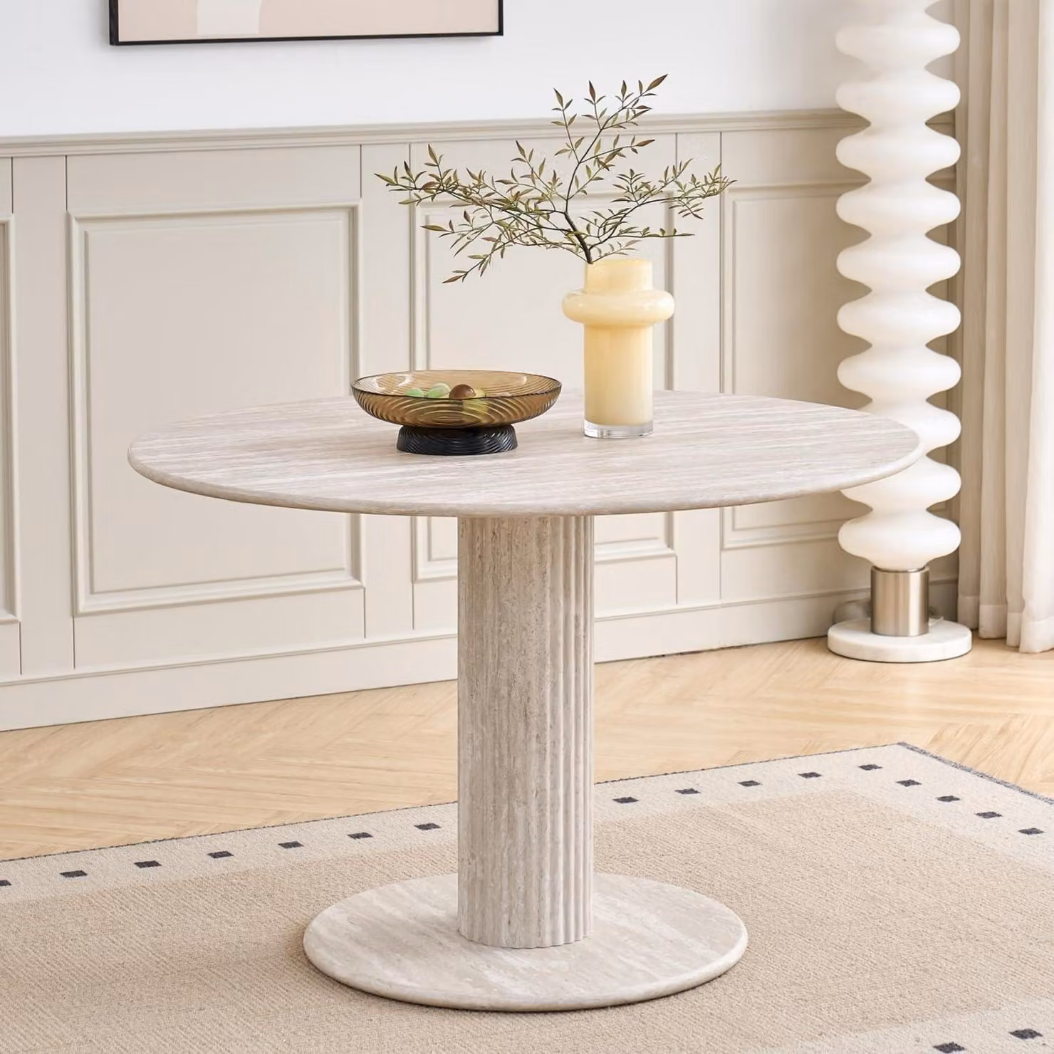 Tavolo rotondo da pranzo, diametro 115 cm, in MDF, design moderno e minimalista, ideale per cucina o sala da pranzo